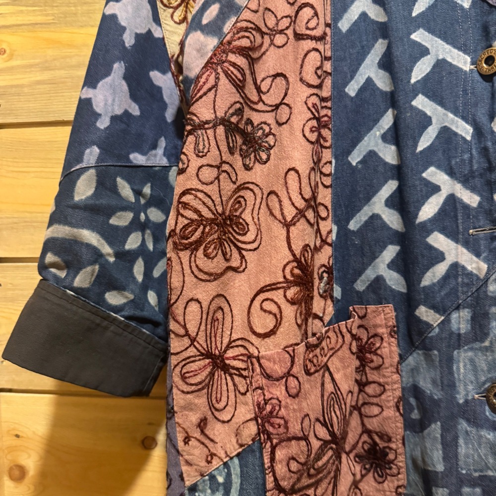 Sacred Threads Patchwork Indigo Blue Cotton Jacke… - image 3